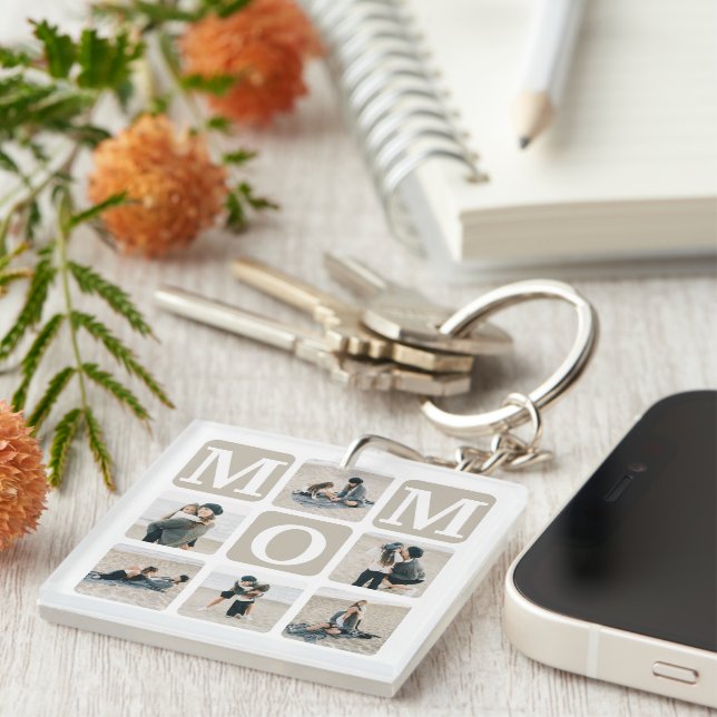 Moderne Multi Photo Grid Cute MOM Porte - clé cade (Devant Droit)