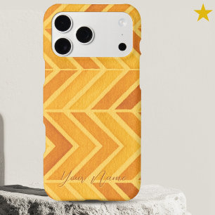 Moderne Nom Personnalisé Zig Zag Aquarelle Orange