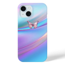 Moderne Opalescent Papillon rose iPhone 15 Coque