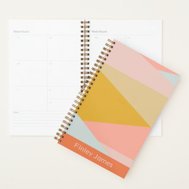 Moderne Orange Pastel Stylish Nom personnalisé (Devant avec enveloppe)