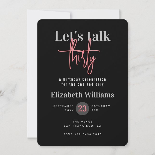 Moderne Parlons de Trente Anniversaire Invitation (Devant)