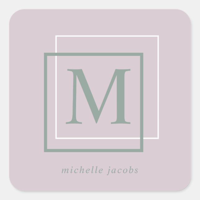 Moderne Pastel | Autocollant Monogramme (Devant)