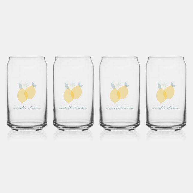 Moderne Pastel Citrus Lemons Motif Nom personnalis (Recto)