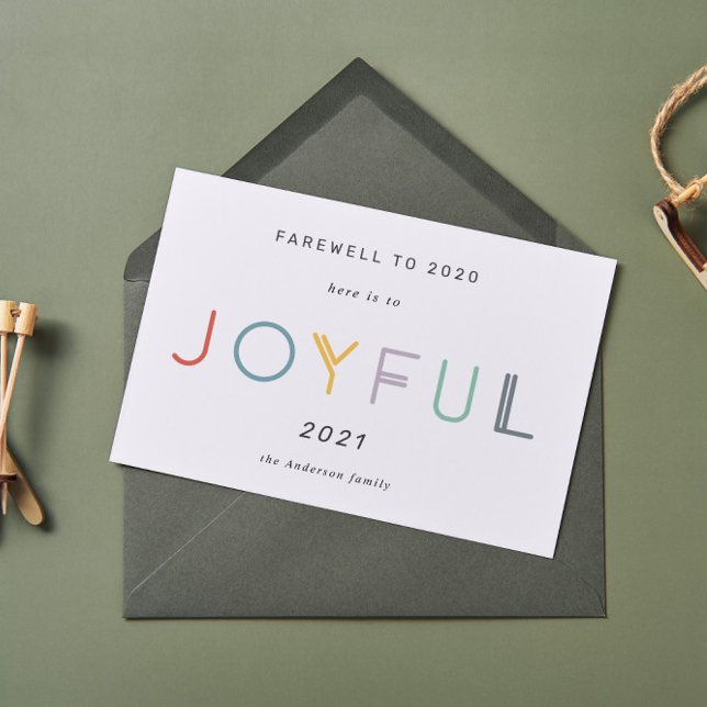 Moderne Pastel Joyeux Script Holiday Carte Nouvel  (Créateur téléchargé)
