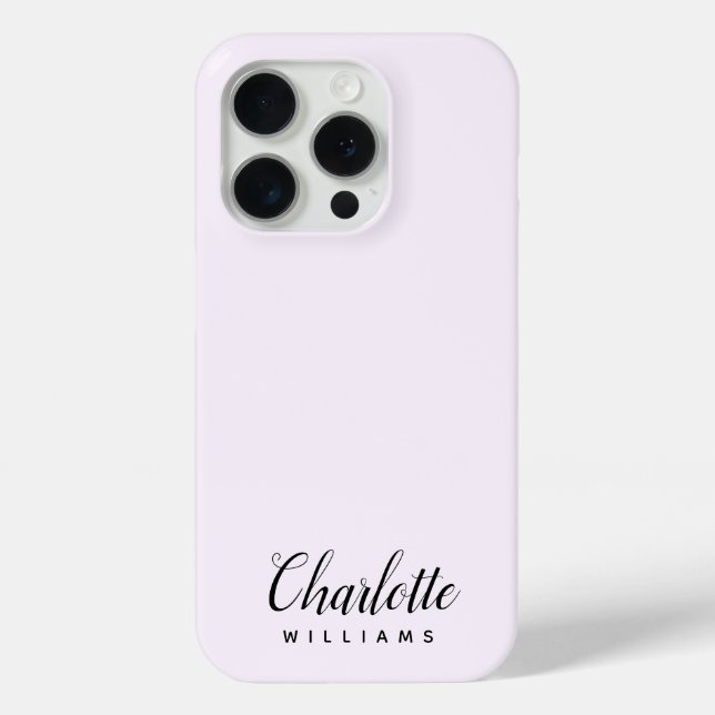 Moderne Pastel Pink Monogram iPhone 15 Pro Coque (Verso)