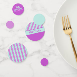 Moderne Pastel Turquoise Pink Stripes Confetti