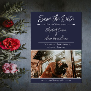 Moderne Photo Save The Date Bleu Marine