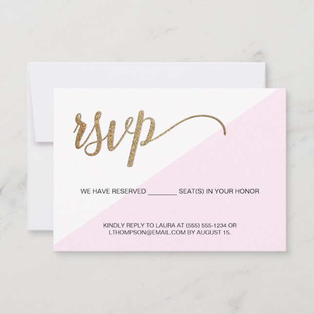Moderne Pink Gold RSVP sans mailing Siège réservé (Devant)