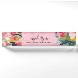 Moderne plaque de nom florale abstraite personnali