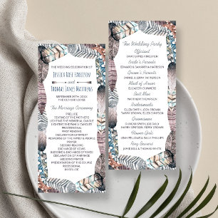 Moderne Plumes tribales Programme de mariage de Bo