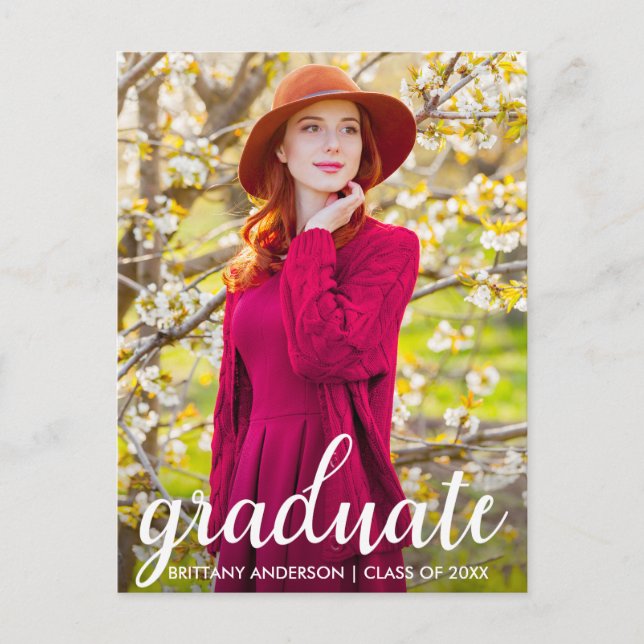 Moderne Pretty Graduation Party Photo Invitation W (Devant)