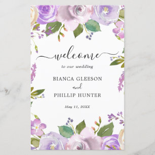 Moderne Purple Floral Élégant programme de mariage