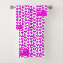 Moderne Purple Rose Doodled Hearts Valentine Nom