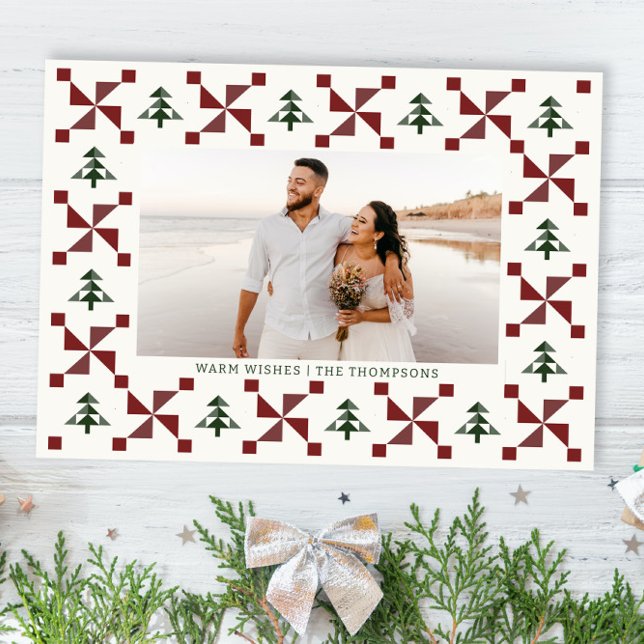 Moderne Quilt Christmas Tree Carte photo de vacanc (Créateur téléchargé)