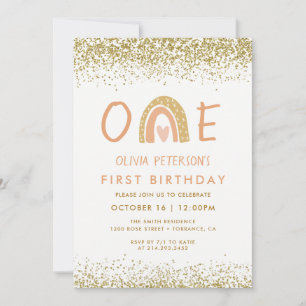 Moderne Rainbow Girl 1er anniversaire Invitation