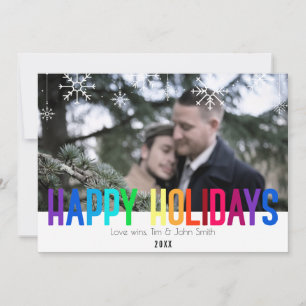 Moderne Rainbow Holiday Carte photo