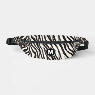 Moderne rayure de zèbre noir et blanc avec monogra
