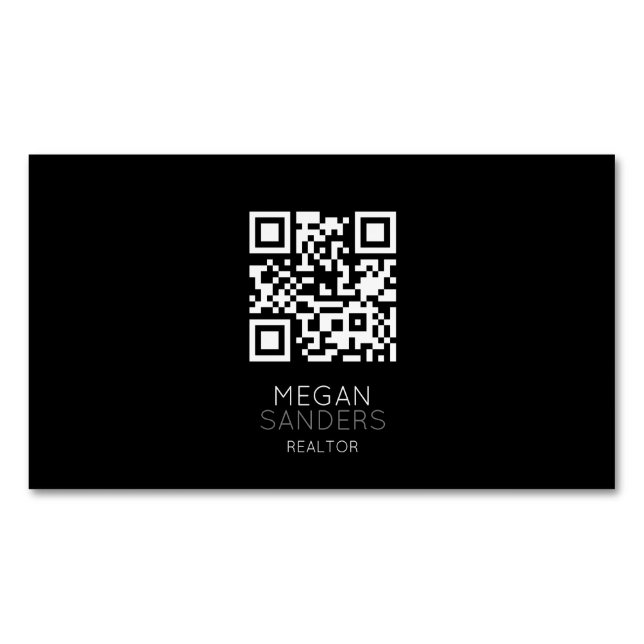 Moderne Realtor noir QR code Magnet Carte de visit (devant)