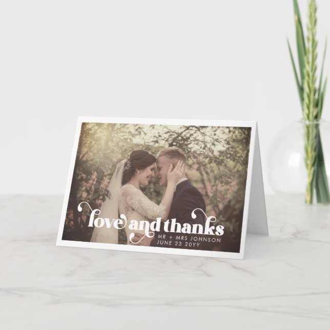 Moderne Retro Amour et Merci Mariage Photo (Devant)