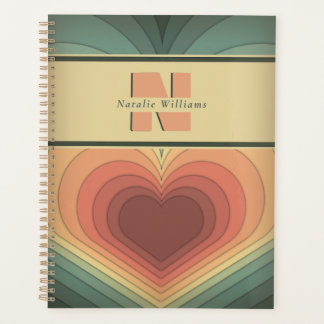 Moderne Rétro Funky Romantique Planner Coeur
