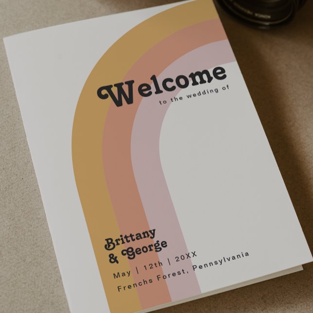 Moderne Retro Rainbow Budget Programme de mariage  (Créateur téléchargé)