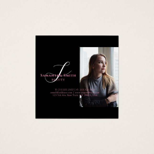 Moderne rose et dos 4 Photos Script Monogramme (Devant)