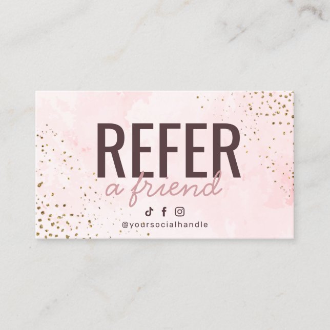 Moderne rose et or recommander une carte d'ami (Devant)