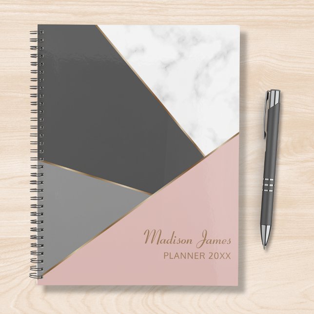 Moderne rose Fille Chic Marbre Nom personnalisé (Créateur téléchargé)