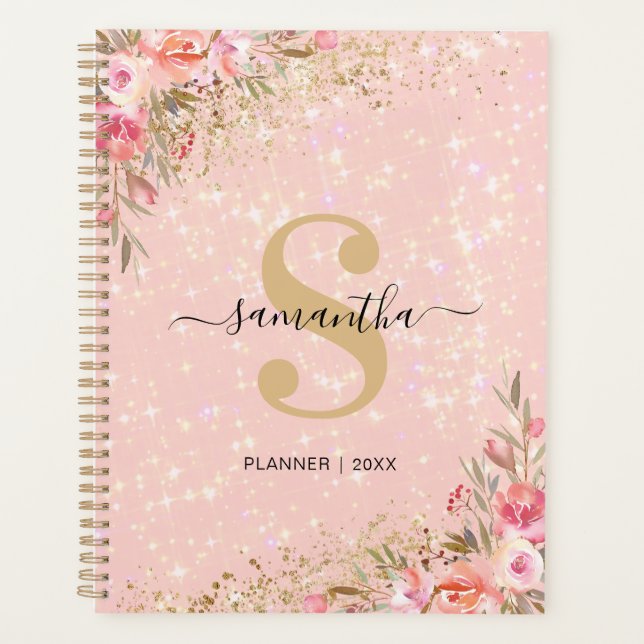 Moderne Rose Gold Floral 2026 (Devant)