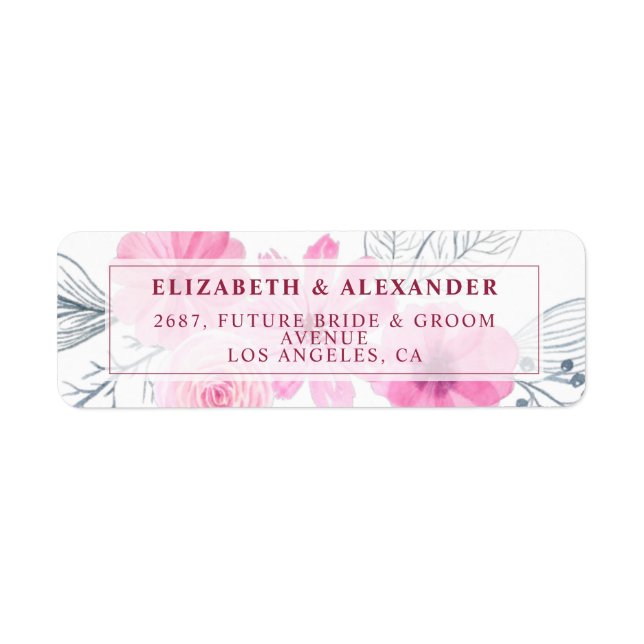 Moderne rose gris aquarelle fleurs printemps maria (Devant)