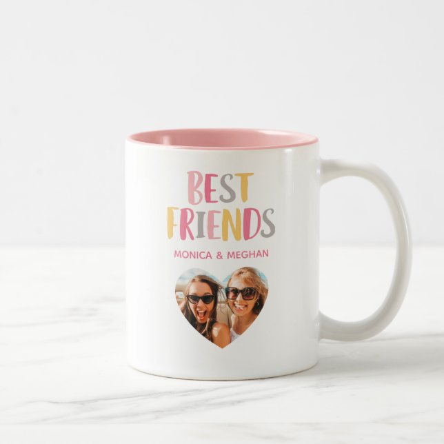 Moderne rose Meilleurs Amis Photo Mug café à deux  (Droit)