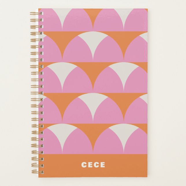 Moderne rose orange géométrique rétro personnalisé (Devant)