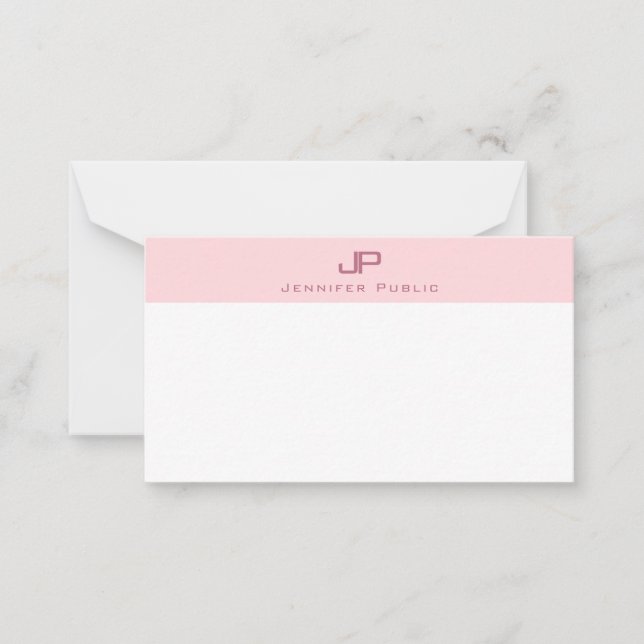 Moderne rose pâle Monogramme Modèle simple (Devant)