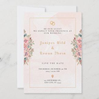 Moderne rose Simple Faire-part de mariage