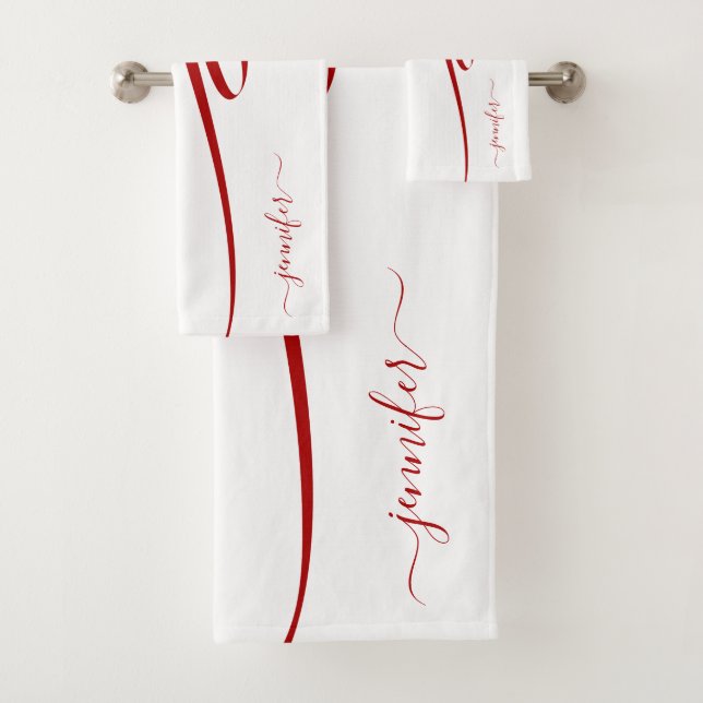 Moderne Rouge rayé blanc élégant (En situation)