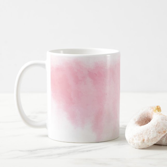 Moderne rougissent la tasse rose d'aquarelle (Avec donut)