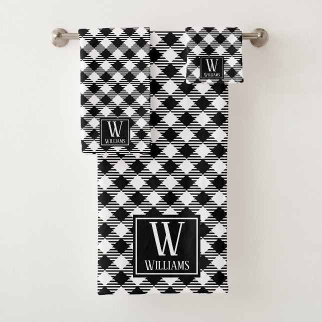 Moderne Rustique Agritourisme Noir Blanc Plaid Mon (En situation)