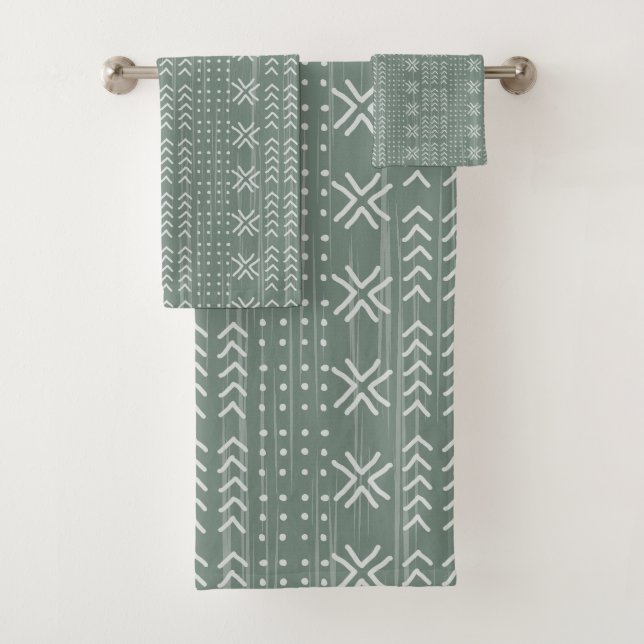 Moderne Sage Vert Tissu de boue Motif africain (En situation)