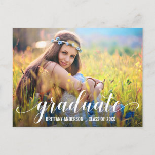 Moderne Script Graduation Party Photo Invitation W