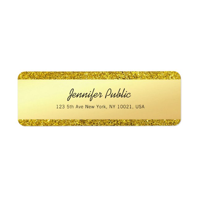 Moderne Script Manuscrit Paillettes Dorées Glamour (Devant)