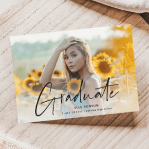 Moderne Script Photo Graduation Invitation magnéti