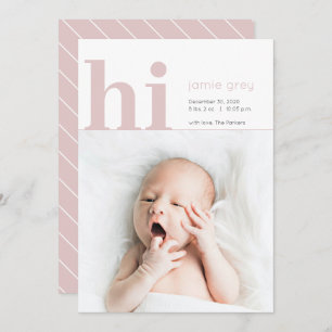 Moderne simple Bonjour bébé fille Faire-part de na