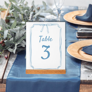 Moderne simple Bow Mariage Dusty Blue Numéro de ta