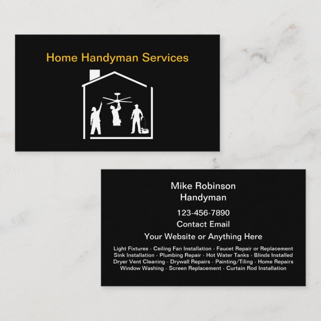 Moderne simple Carte de visite Handyman (Devant / Derrière)