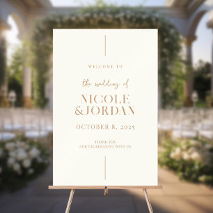 Moderne simple chic ivoire et Mariage tan accueil