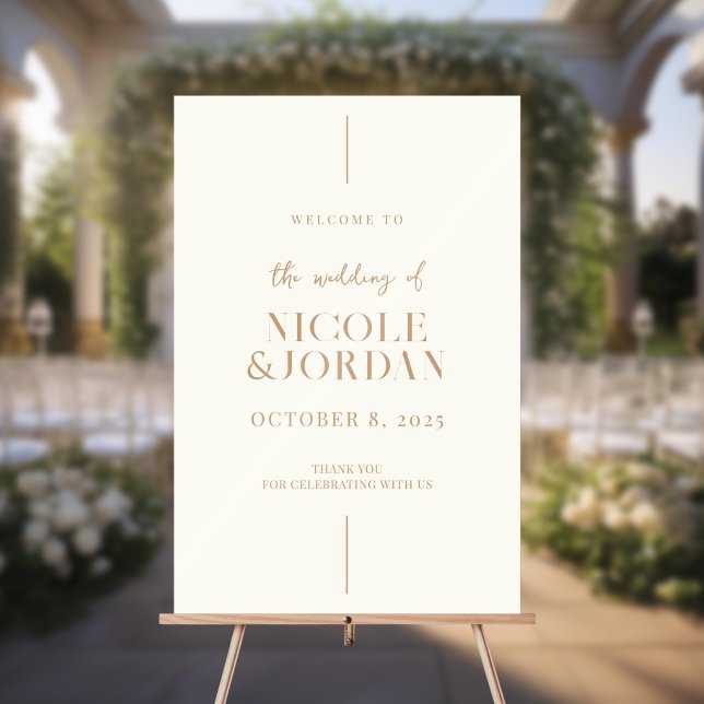 Moderne simple chic ivoire et Mariage tan accueil (Créateur téléchargé)