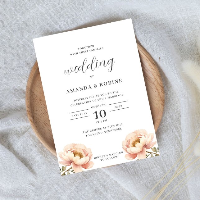 Moderne simple Faire-part de mariage florale de pi (Créateur téléchargé)