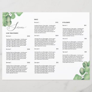 Moderne Simple Foliing Salon de coiffure Menu Prix