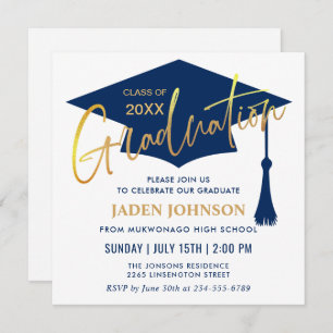 Moderne Simple Graduation Party QR code Invitation