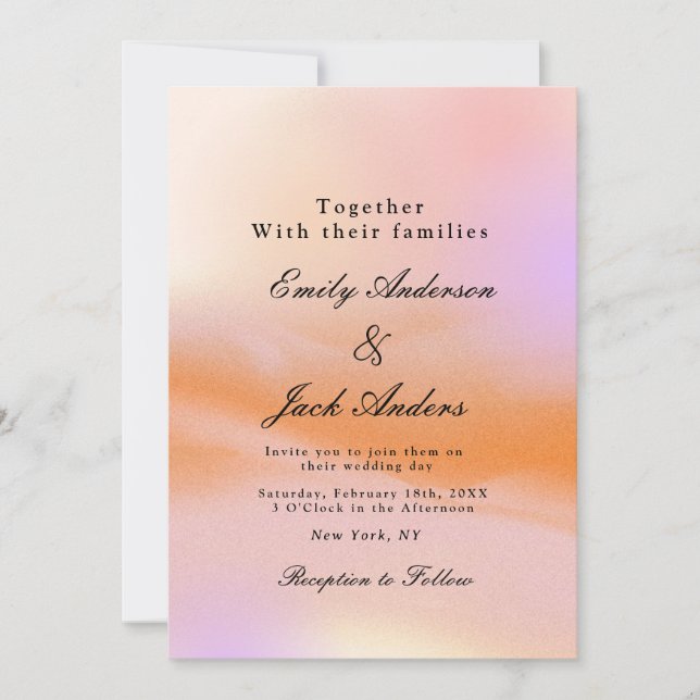 Moderne simple rose orange Faire-part de mariage r (Devant)